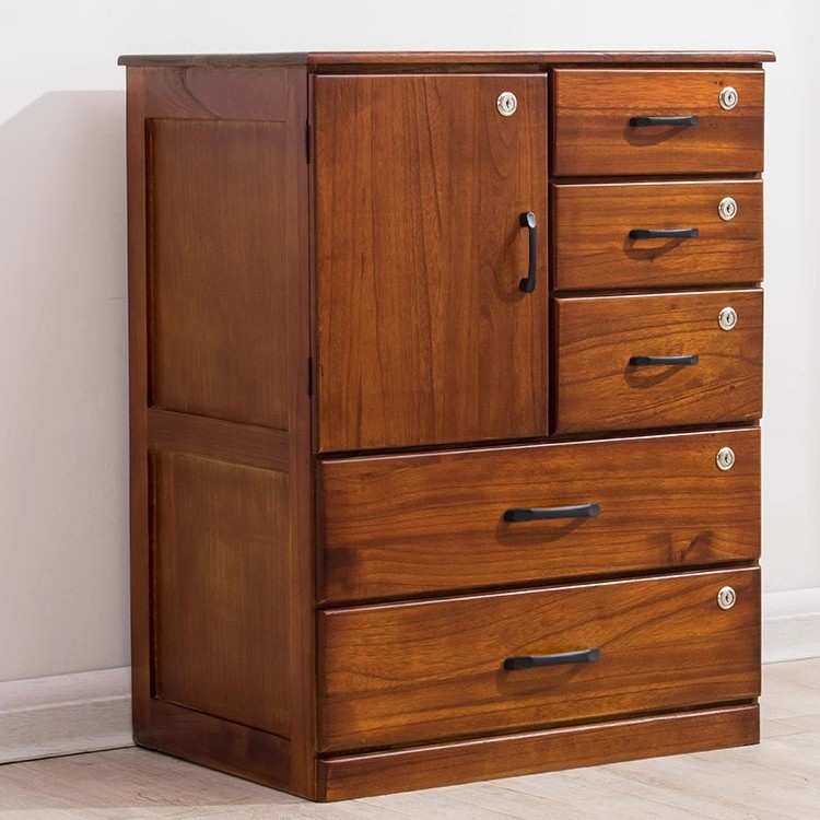 五斗柜实木卧室抽屉柜客厅小柜子五斗橱带锁文件柜收纳柜子储物柜