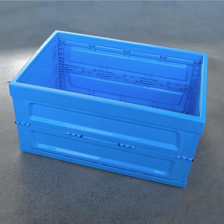 现货可折叠塑料周转箱EU物流箱汽配工业零件食品蓝灰色带盖塑料箱