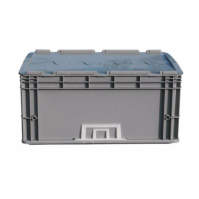 现货九脚封闭卡板箱川字折叠围板箱物流运输叉车塑料箱网格卡板箱