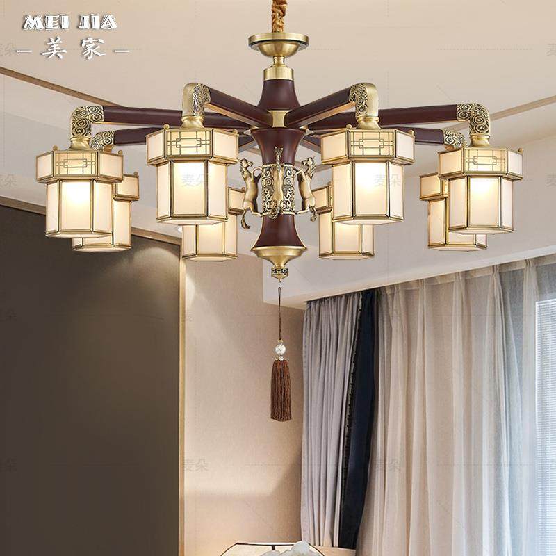 全铜新中式吊灯客厅灯现代简约中式餐厅灯中国风别墅马到成功吊灯,鲜花速递/花卉仿真/绿植园艺,割草机/草坪机,淘宝优惠券,粉丝福利购,淘宝优惠卷