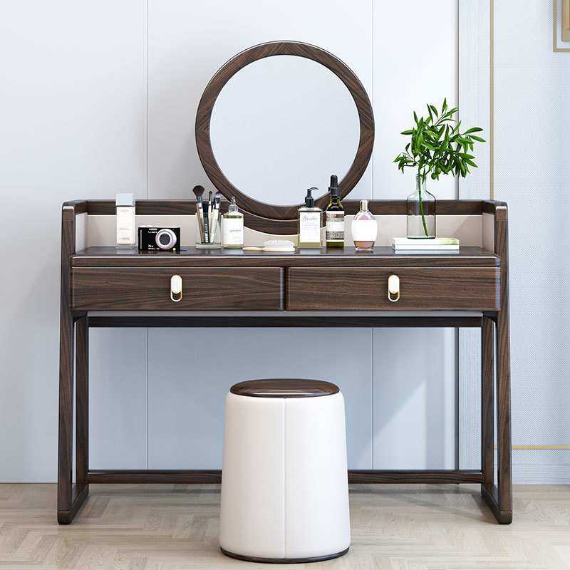 新中式实木梳妆台妆凳组合紫金檀木化妆桌轻奢主卧收纳柜镜子一体