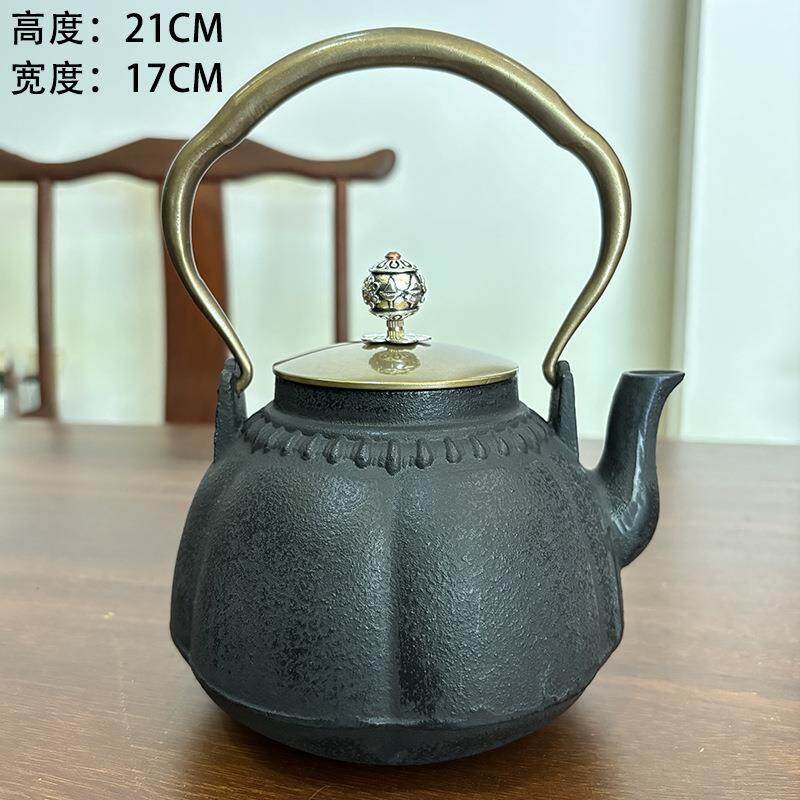 铜盖铜提梁铁壶家用铸铁壶手工无涂层生铁壶日式老铁壶烧水壶
