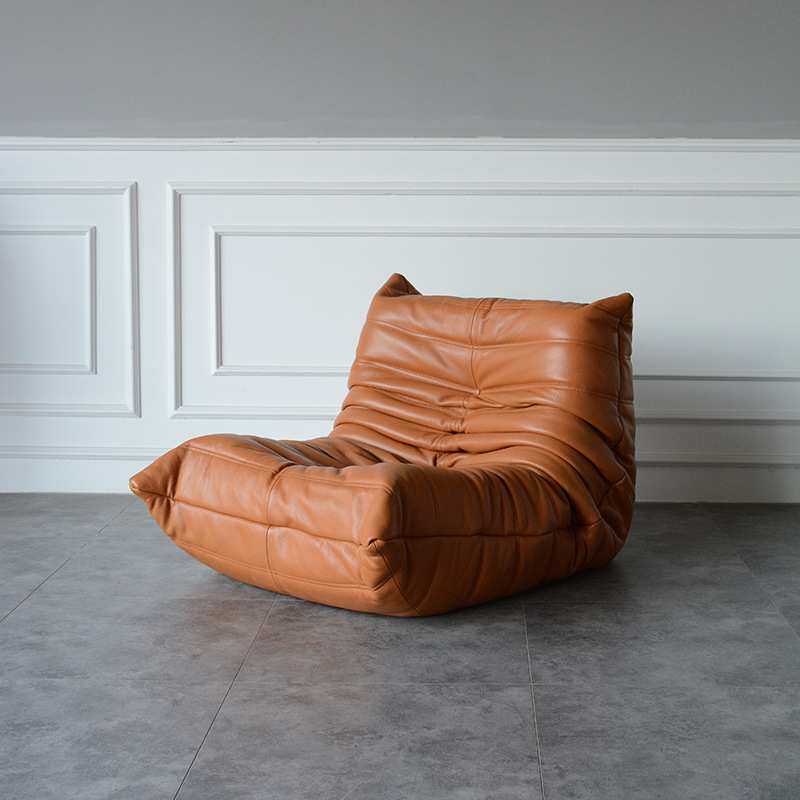 设计师毛毛虫单人沙发客厅卧室懒人布艺皮艺休闲椅子小户型奶油风