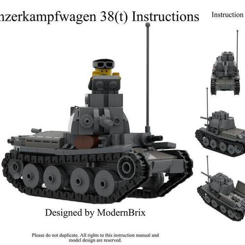 MOC-139846 装甲38（t）二战德国坦克  319片 电子图纸 积木