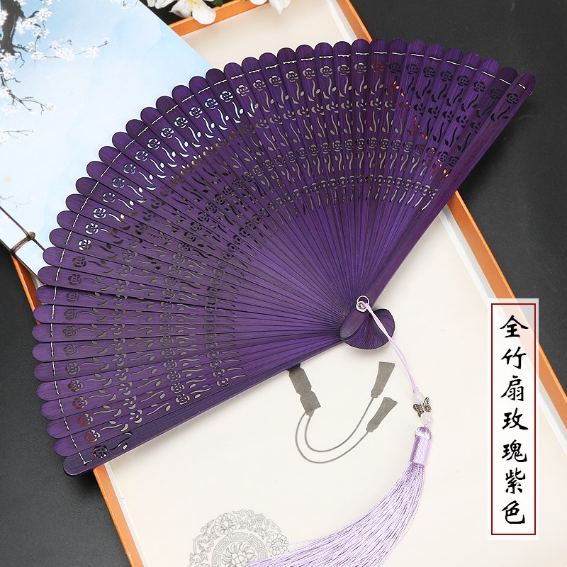 T5LP古风折扇手工扇子全竹折扇中国风舞蹈扇子全竹蜻蜓迷你