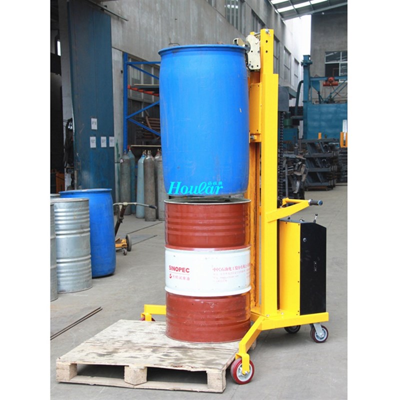 现货供应DT300直角支腿电动油桶堆高车卡板半自动咬嘴油桶升降车