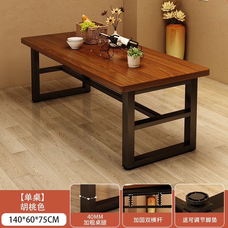 餐桌餐饮商用会客接待桌小吃店烧烤店长方形大板桌快餐店桌椅组合