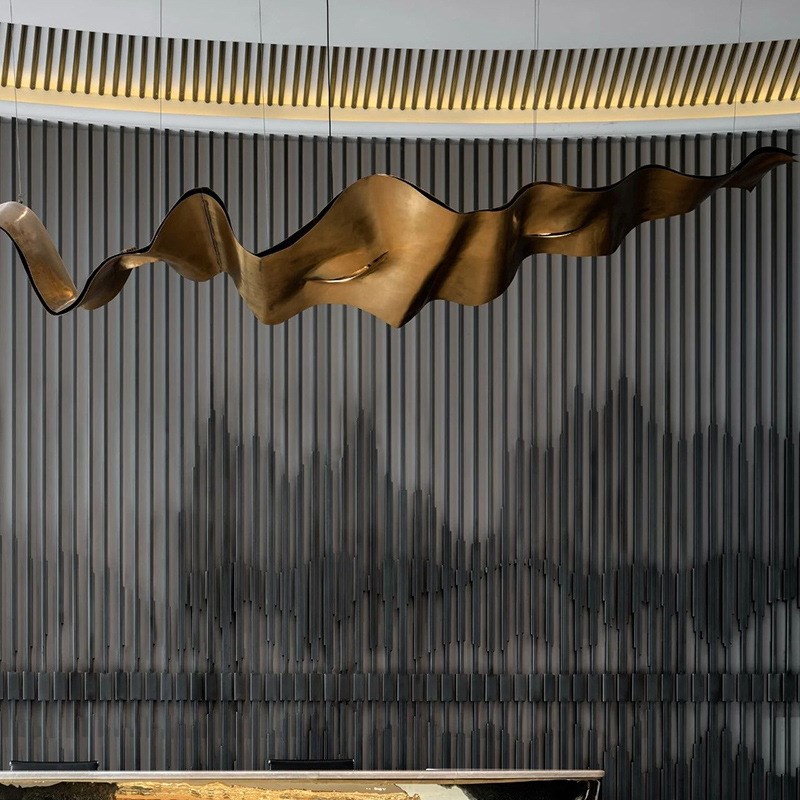 售楼部沙盘飘带吊灯后现代吧台酒店大堂宴会厅商场造型艺术工程灯