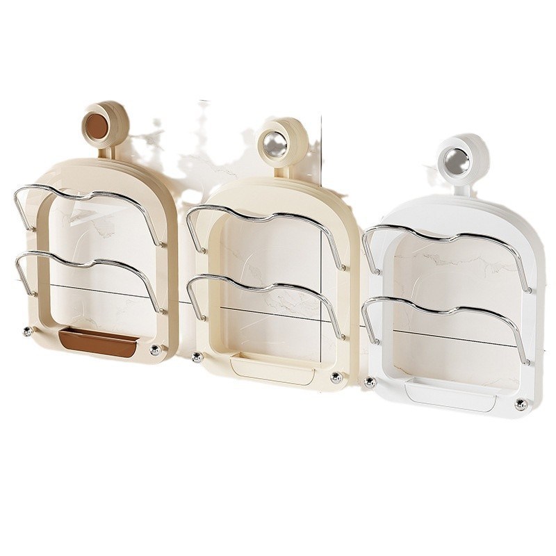 吸盘多层锅盖架厨房壁挂式砧板架带挂钩多功能沥水案板收纳置物架