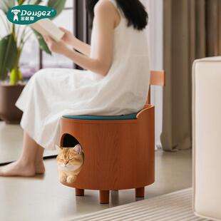 半封闭猫窝实木猫床人宠共用高端宠物窝四季家居用品猫沙发狗床