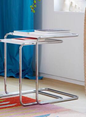 B97SideTable边几简约设计师中古风咖啡不锈钢套几板面沙发角几