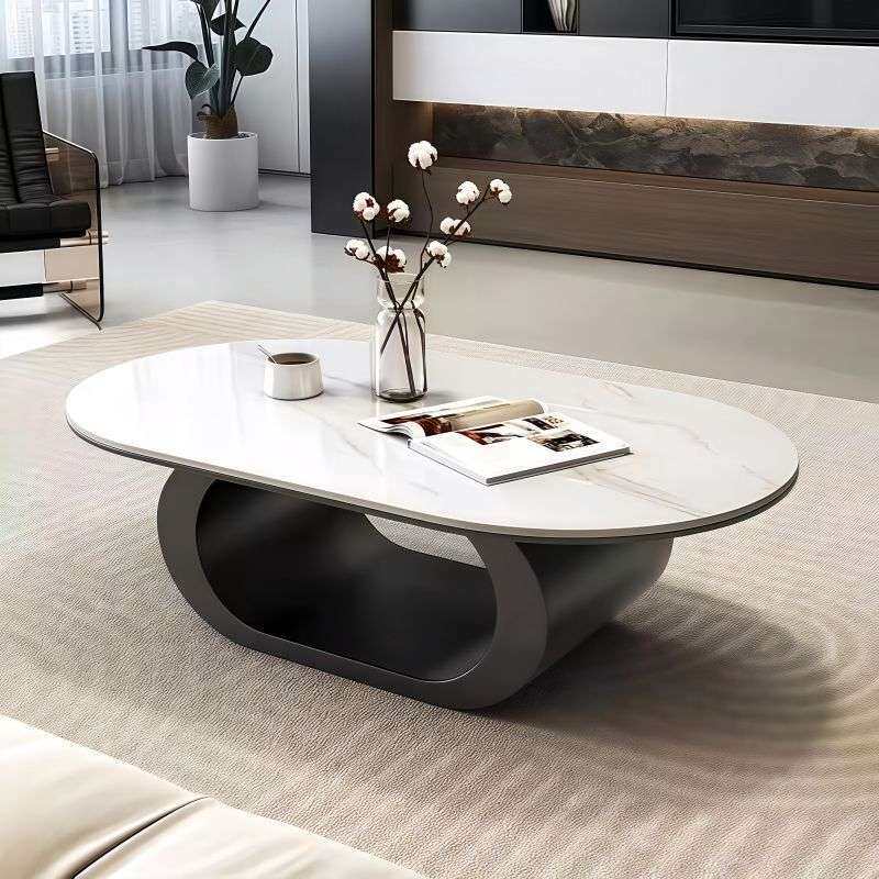 极简新款岩板茶几小户型客厅家用简约现代组合轻奢椭圆形茶桌
