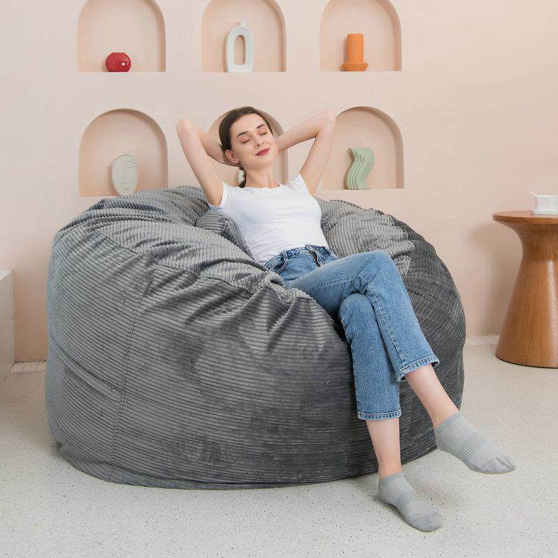 灯芯绒懒人沙发海绵床豆袋双人三人卧室阳台超大榻榻米布艺躺椅
