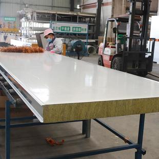 机制彩板钢岩棉夹芯防火保隔温840热50-200厚棉岩复合板隔墙板