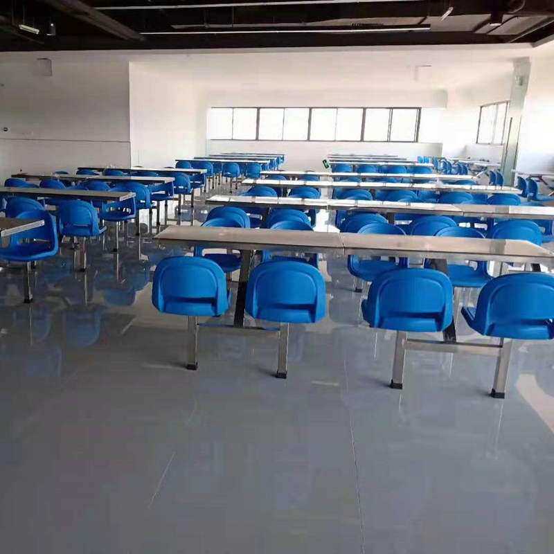 304食堂餐馆不锈钢连体餐座椅4人/6人/8人位员工饭堂饭桌家具家用