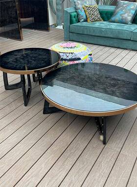 宾利BENTLEY轻奢实木大小茶几圆形后现代客厅高端茶台茶几