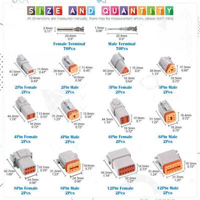 跨境 152PCS盒装 DT系列2-12孔汽车连接器/公母防水线束接插件
