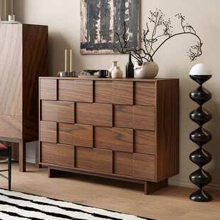 中古风斗柜实木玄关柜五斗柜卧室储物六斗柜轻奢客厅木色收纳边柜