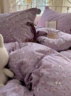 跨境高颜值AB版棉麻印花四件套亚麻三件套被罩被壳床单南通厂家批