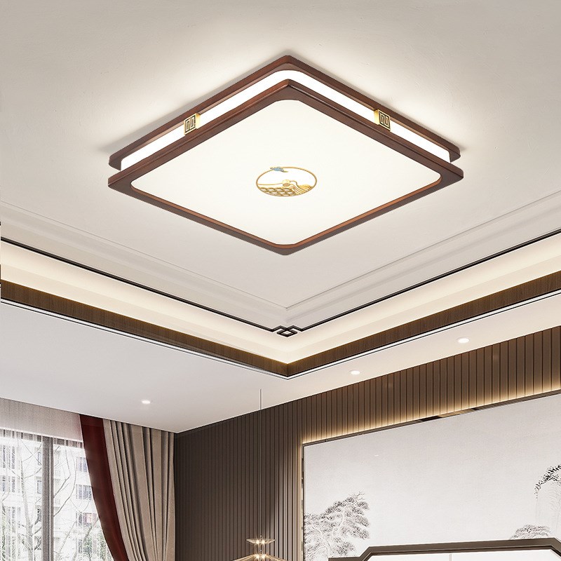 新中式客厅灯大厅主灯2024新款简约大气实木中国风餐厅卧室吸顶灯