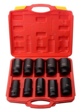 3/4风炮套筒套装 五金汽修工具组合10pc气动套筒扳手黑色