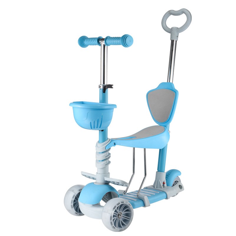 儿童三合一滑板车2-3-6岁宝宝滑滑车可坐闪光三轮摇摆滑板手推车