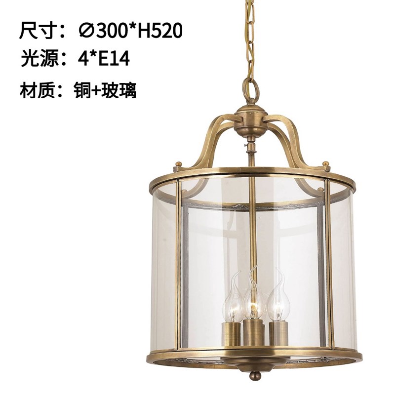 跨境美式轻奢客厅灯别墅酒店工程装饰玻璃圆筒笼子简欧吊灯