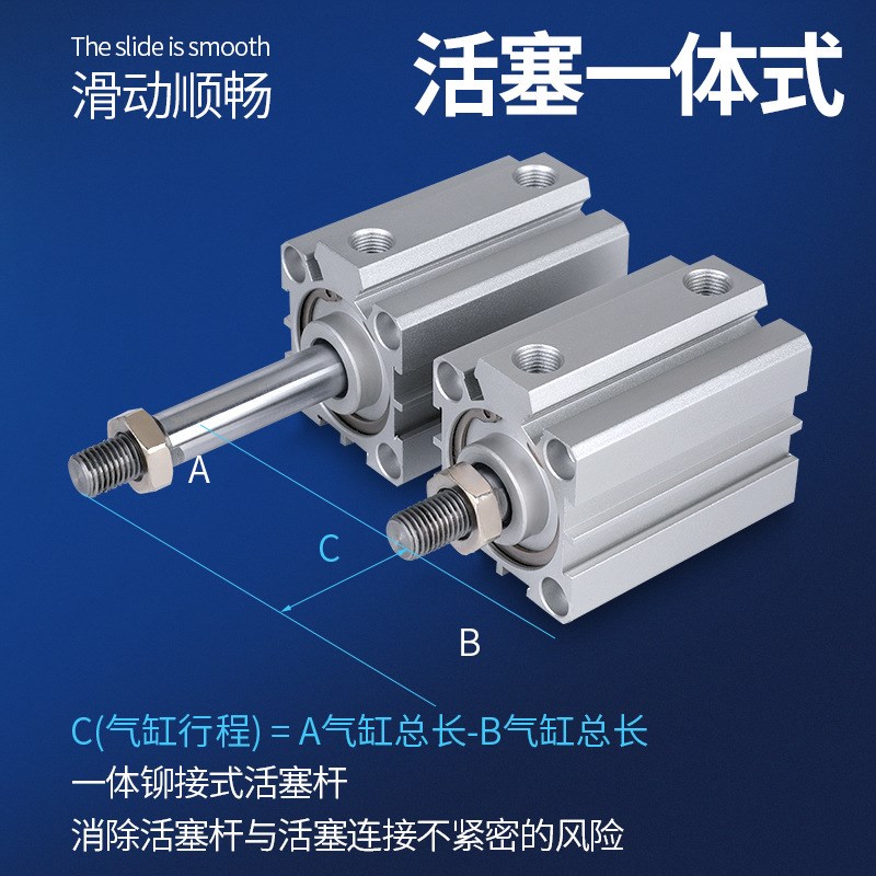 小型气动外牙薄型气缸SDA20/25/32/40/50/63X10X15X20X25X30X50-B