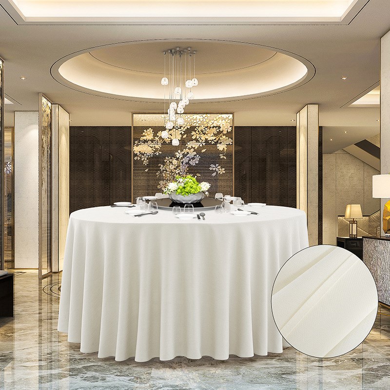 高端简约餐厅饭店纯色圆桌布宴会台布方形会议布酒店棉麻桌布