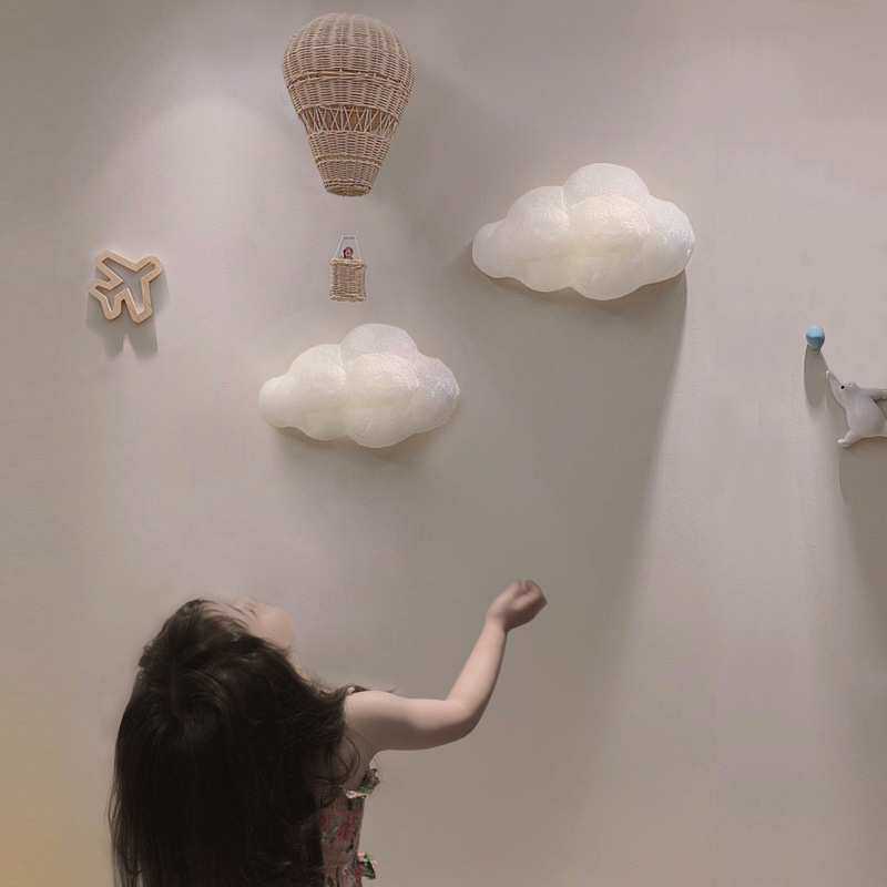 云朵壁灯创意白云棉花装饰墙可爱男女孩儿童房卧室温馨公主床头灯