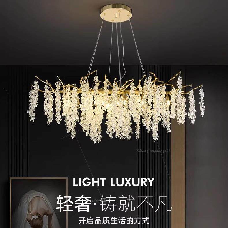 轻奢麦穗客厅餐厅水晶吊灯法式创意现代大厅卧室设计师树杈装饰灯
