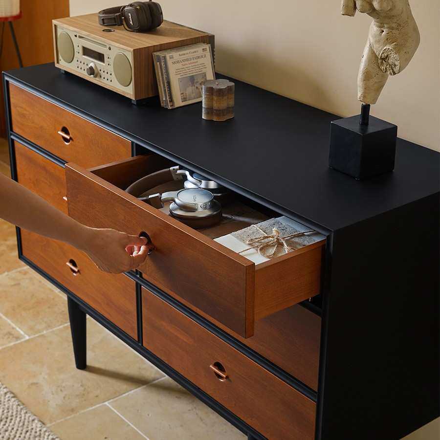 中古风实木斗柜小户型客厅复古收纳储物柜黄杨木抽屉六斗柜九斗柜