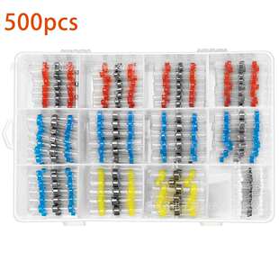 跨境500PCS预绝缘端子热缩焊锡管中间快速接线端子连接保护焊锡环