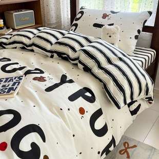 2025新款全棉学生宿舍上下铺三件套纯棉床单床笠款北欧1米2单人床