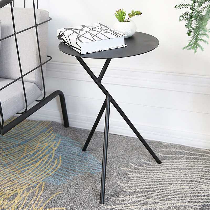 北欧铁艺沙发边几三角茶几客厅小圆桌子卧室电话几床边桌迷你角几