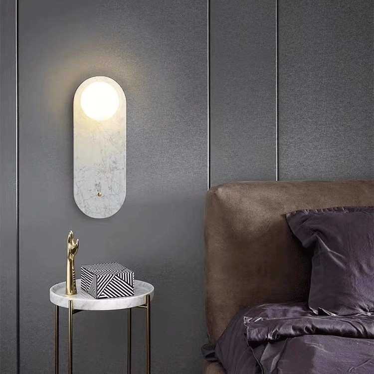 酒店玄关卧室民宿酒吧咖啡厅餐厅过道轻奢日式绿色大理石墙壁灯