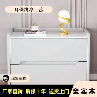 全实木岩板烤漆床头柜简约现代极简创意收纳柜小型收纳储物柜整装