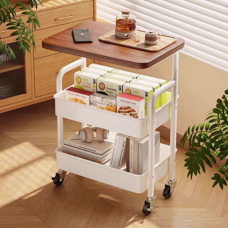 可移动双层茶几小推车边几客厅沙发收纳带轮茶桌卧室置物架小桌子