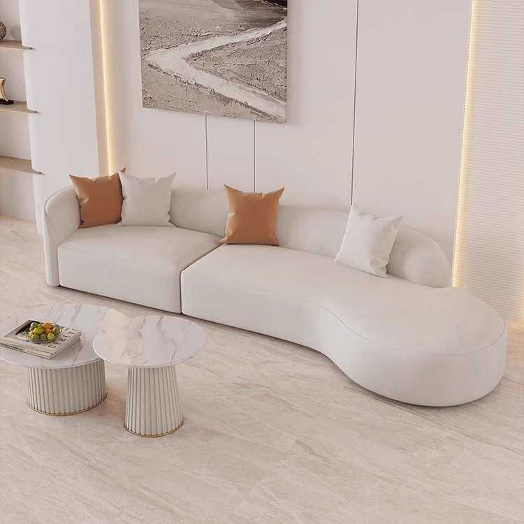 北欧服装店奶油风沙发小户型客厅家用弧形加长科技布沙发单人沙发