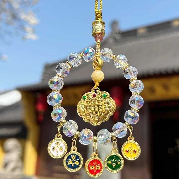 平安五福车内饰品摆件圆满挂饰五路女车高级水晶汽车挂件招财纳福