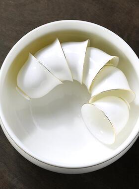 德化白瓷茶洗大号陶瓷羊脂玉瓷笔洗水盂茶具茶道配件洗茶杯的器皿