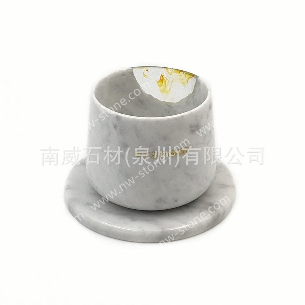 创意天然大理石杯子桌面文具收纳桶摆件多功能笔筒糖果棉签