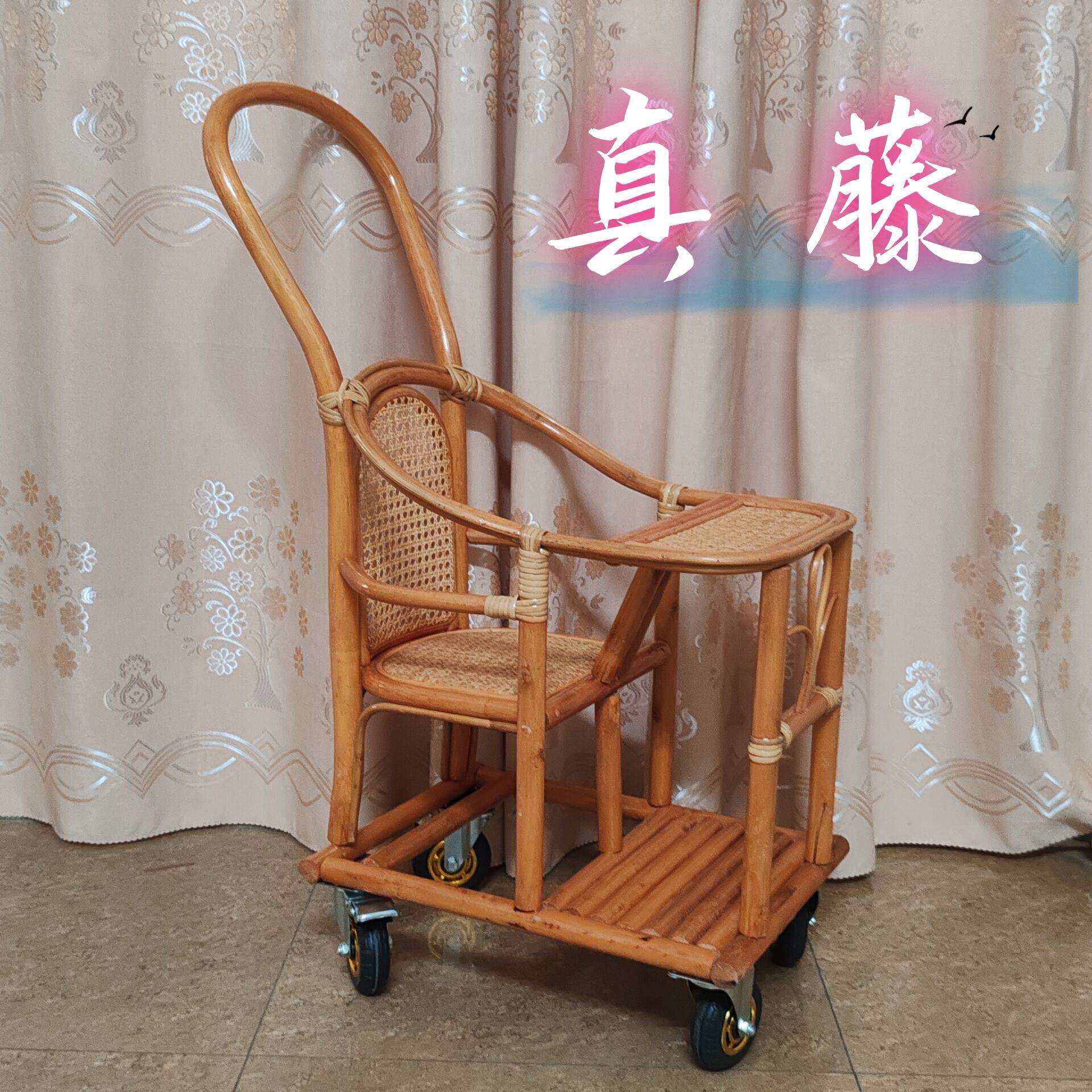 竹藤婴儿推车坐式小孩外出溜娃儿童真藤编夏季宝宝竹子车老式竹编