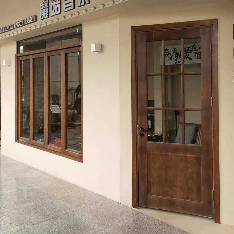 老榆木套间门复古民宿酒店平开门客厅卧室实木平开门咖啡店进户门