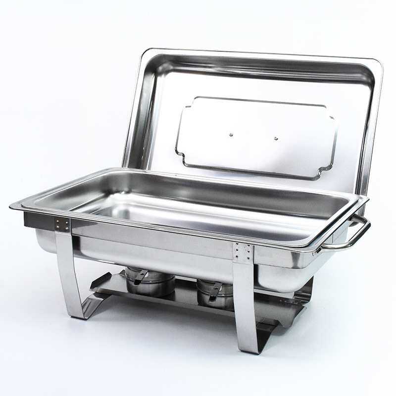 UIWS不锈钢长方形自助餐炉食物分格加热Chafing dish侧挂盖酒精锅