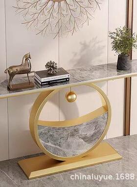 新中式客厅玄关台现代简约靠墙入户岩板玄关桌端景台玄关柜超窄