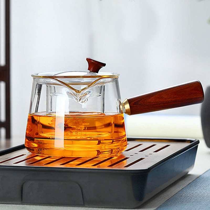 侧把茶壶玻璃耐热煮茶罐煮茶器过滤内胆单壶煮茶泡茶喝茶玻璃茶具