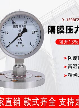 上仪四厂Y-150BFZ/Z/ML/316L隔膜压力表不锈钢耐高温高压卫生型