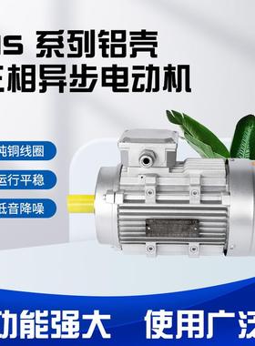 MS三相异步电动机卧式安装铝壳电机B14380V电机减速机装配马达