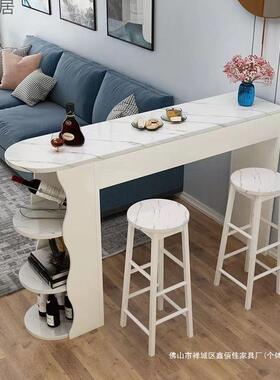 靠墙吧台小户型小吧台家用简约客厅阳台长条桌桌椅组合奶茶店玄关